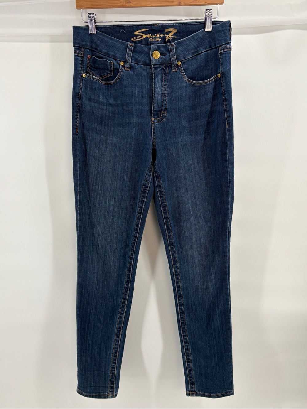 Seven7 Women’s Skinny Jeans Size 10 Dark Wash Stretch Denim Slim Fit Blue